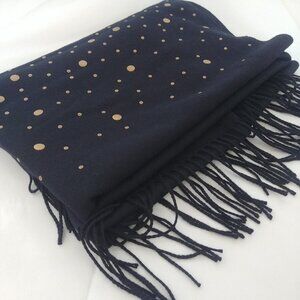 Soft viscose large scarf black with gold metal appliques
